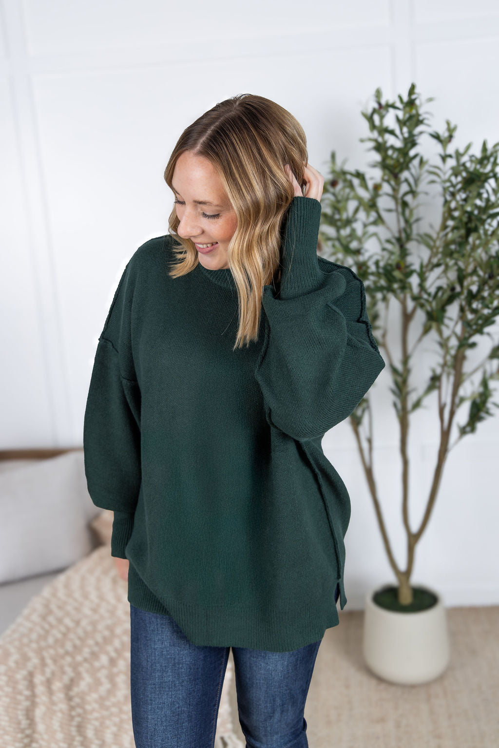 Aurora Cozy Sweater - Hunter Green